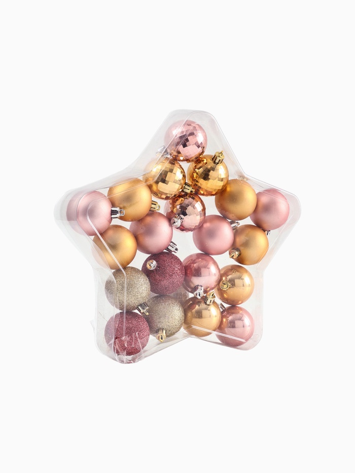 УЦЕНКА Набор ёлочных шаров, d-5, 20 шт, золото и розовые - Фото 1