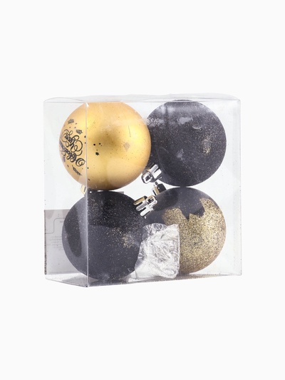 УЦЕНКА Набор шаров «Новогодних чудес», 4 штуки, черное золото, d-6, пластик