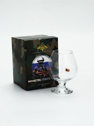 УЦЕНКА Бокал «Непробиваемый. Сухопутные», для коньяка, эмблема с пулей, 395 мл