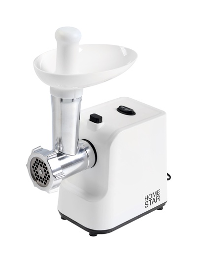 Мясорубка HomeStar STM-2039, 2000 Вт, 1.5 кг/мин, 2 диска, реверс, белая