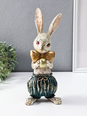 Фигура полистоун «Зайчик с золотым яичком», 12×9.5×30 см