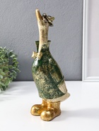 Фигура полистоун «Гусь в шляпе и зелёном пальто», 9.5×13×30 см - фото 809455149