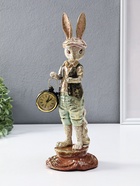 Фигура с часами настольными полистоун «Зайчик в кепке с часами», 12.5×12.5×35 см - фото 809455153