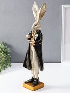 Фигура полистоун «Заяц с чашкой чая», 13.5×11×46.5 см - фото 809455159