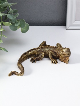 Фигурка полистоун «Игуана», под золото, 15.5×11×3.2 см