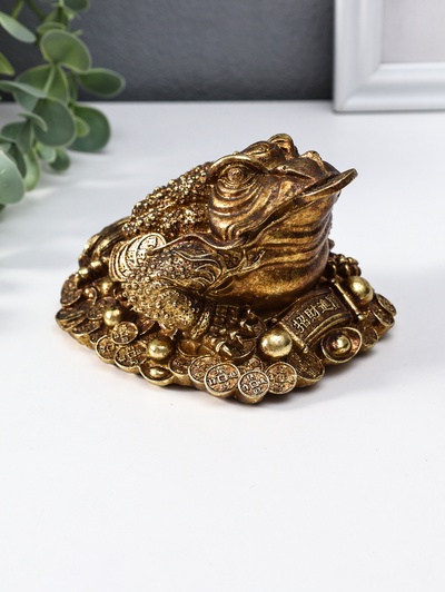 Нэцкэ фигурка полистоун «Денежная жаба с золотой монетой», 12×10.5×7.7 см