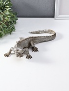 Фигура полистоун «Игуана», под чернённое серебро, 25.2×12.2×7 см - Фото 2