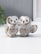 Фигурка полистоун «Совята- объятия», белый с золотой патиной, 13.7×8×8.7 см - фото 809455208