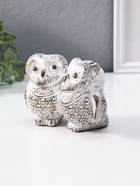 Фигурка полистоун «Совята- объятия», белый с золотой патиной, 13.7×8×8.7 см - фото 809455210