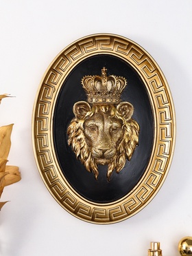Панно настенное полистоун «Лев - царь зверей», чёрный с золотом, 20×4.5×26.2 см  (артикул 10915497)  большой выбор товаров оптом и в розницу по низким ценам с доставкой