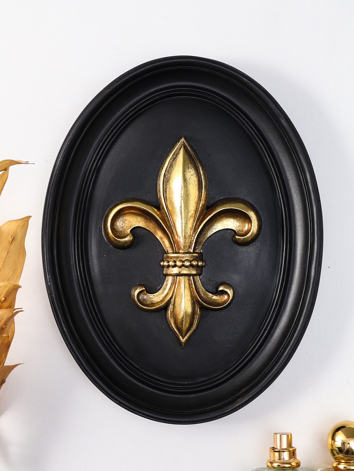 Панно настенное полистоун «Геральдическая лилия», чёрный с золотом, 20×2.5×26.2 см