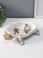 Фигура - подставка для мелочей «Черепаха», белая с золотом, полистоун, 28×19×5 см - фото 809455248