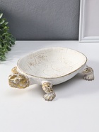 Фигура - подставка для мелочей «Черепаха», белая с золотом, полистоун, 28×19×5 см - Фото 2