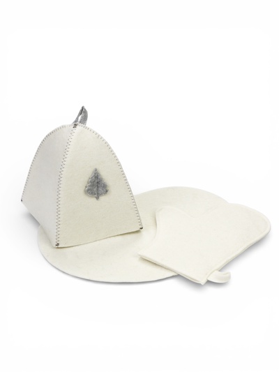 Набор для бани и сауны в косметичке, 3 предмета: шапка, рукавица, коврик, войлок