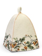 Шапка банная с принтом «Дубовый венок», фетр, белая - фото 68177749