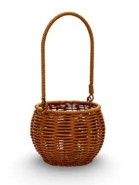 Корзина пластик 14 х 14 х 12 см, ручка17 см металл каркас коричневый