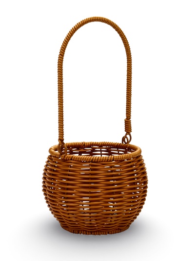 Корзина плетёная для хранения «Шар», 14×14×12 см, ручка h=16 см, пластиковая, коричневая, Greengo