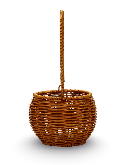Корзина плетёная для хранения «Шар», 14×14×12 см, ручка h=16 см, пластиковая, коричневая, Greengo