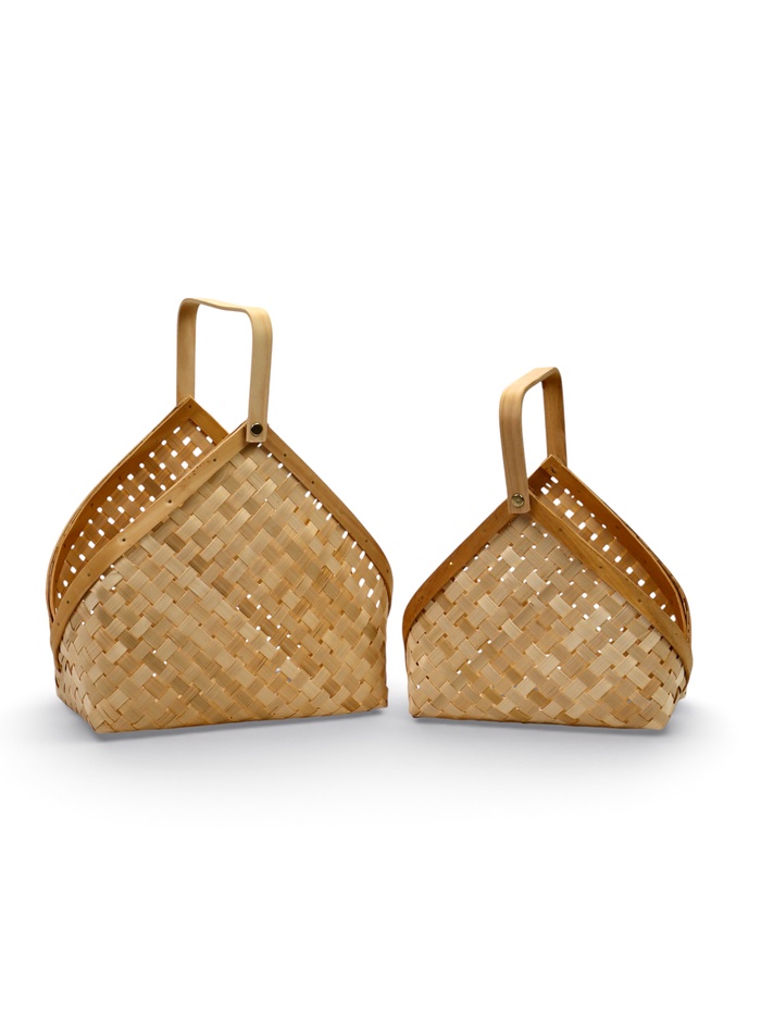 Корзина плетёная для хранения Lon, с ручкой, ива, цвет натуральный, набор 2 шт. - Фото 1