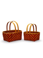 Набор корзин 2 шт 34х27х14  26х24х13 см ручка h=18/18 см красн-оранж - фото 68177797