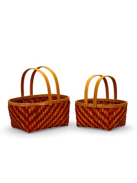 Набор корзин 2 шт 34х27х14  26х24х13 см ручка h=18/18 см красн-оранж