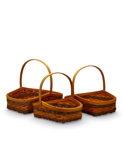 Корзина плетёная для хранения Koca, с ручкой, ива, коричневая, набор 3 шт.