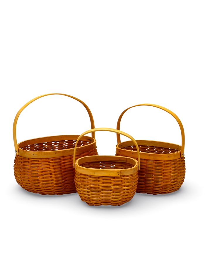 Корзина плетёная для хранения Wif, с ручкой, лоза, коричневая, набор 3 шт. - Фото 1