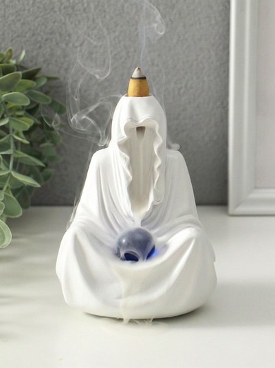 Подставка для благовоний стелющийся дым, световой «Провидец», белый, конусы 10 шт., 9×9.5×14 см