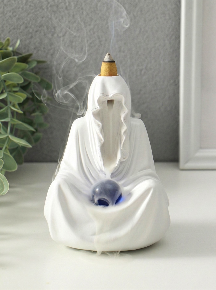 Подставка для благовоний стелющийся дым, световой «Провидец», белый, конусы 10 шт., 9×9.5×14 см - Фото 1