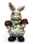 Садовая фигура из полистоуна «Зайка с грибами», 26×12×16 см - фото 68177862