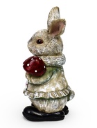 Садовая фигура из полистоуна «Зайка с грибами», 26×12×16 см - фото 68177865