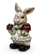 Садовая фигура из полистоуна «Зайка с грибами», 26×12×16 см - фото 68177866