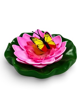 Садовая фигура из полистоуна «Лотос с бабочкой», 10×11×6 см, плавающая 10919492