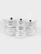 Набор кастрюль «Матрёшка», 7 предметов: 1.7 л, 2.5 л, 3 л, 4.5 л, 6 л, 8 л, 10 л, металлические ручки и крышки, листовой алюминий 1.5-1.75 мм, серебристая - Фото 2