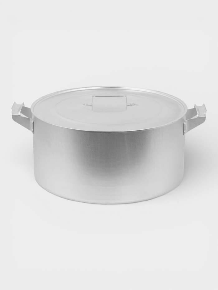 Кастрюля, 30 л, d=44 см, металлические ручки и крышка, листовой алюминий 2 мм, серебристая - Фото 1