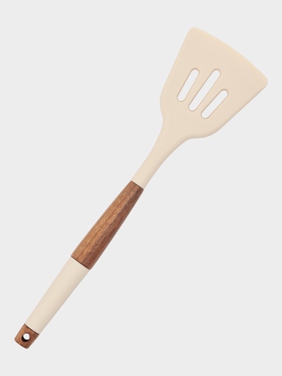 Лопатка кухонная с прорезями Magistro «Сильвуд», 30×7.9 см, силикон, бежевая