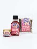 Подарочный набор «8 марта»: чай, варенье из шишек с брусникой, бальзам с шиповником и клюквой  (артикул 10979792)  большой выбор товаров оптом и в розницу по низким ценам с доставкой