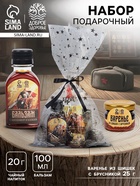 Подарочный набор «Богатырь»: чай, варенье из шишек с брусникой, бальзам с шиповником и клюквой - фото 809478227