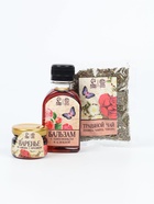 Подарочный набор «8 марта с розами»: чай, варенье из шишек с брусникой, бальзам с шиповником и клюквой  (артикул 10979927)  большой выбор товаров оптом и в розницу по низким ценам с доставкой