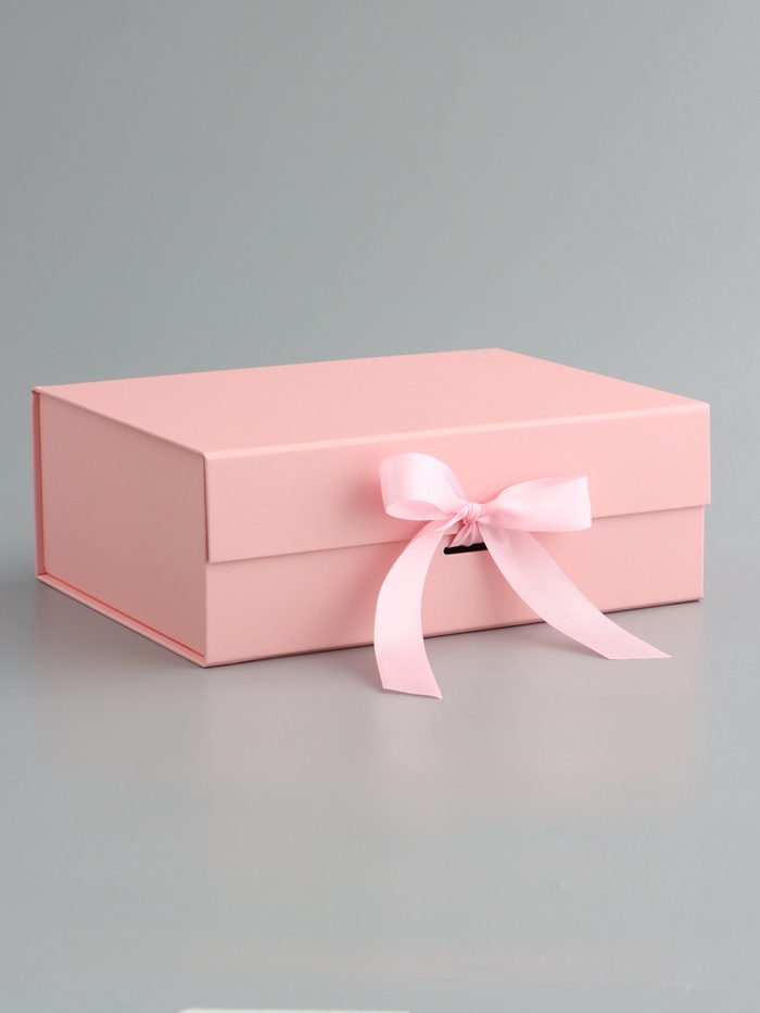 Коробка подарочная с бантом складная 29 х 22 х 10,5 см Розовая