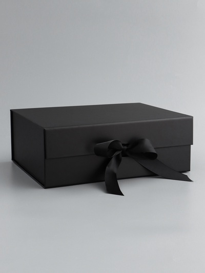Коробка подарочная с бантом, складная, чёрная, 29×22×10.5 см