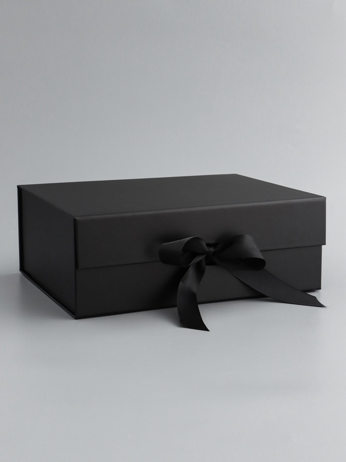 Коробка подарочная с бантом, складная, чёрная, 29×22×10.5 см - Фото 1