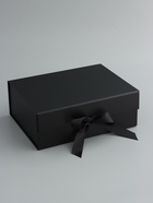 Коробка подарочная с бантом, складная, чёрная, 29×22×10.5 см - фото 809455966