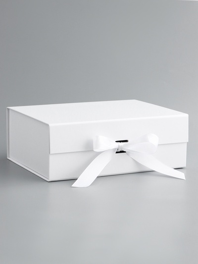 Коробка подарочная с бантом, складная, белая, 29×22×10.5 см