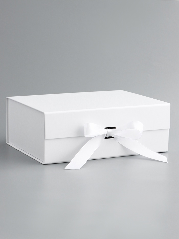 Коробка подарочная с бантом, складная, белая, 29×22×10.5 см - Фото 1