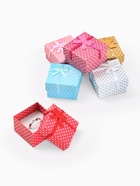 Набор подарочных коробочек под кольцо 6 шт. «Горошек» с бантом, 4.5×4.5 см, МИКС - фото 68178431