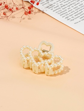 Крабик для волос «Лиллиан», сердца, 7.5 см, белый (12 шт)