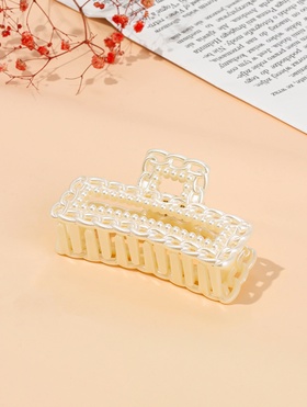 Крабик для волос «Синтия», прямой, 9 см, белый (12 шт)