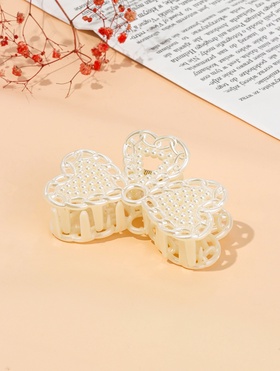 Крабик для волос «Синтия», бантик, 9 см, белый (12 шт)