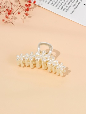 Крабик для волос «Эмилин», цветы, 9.5 см, белый (12 шт)